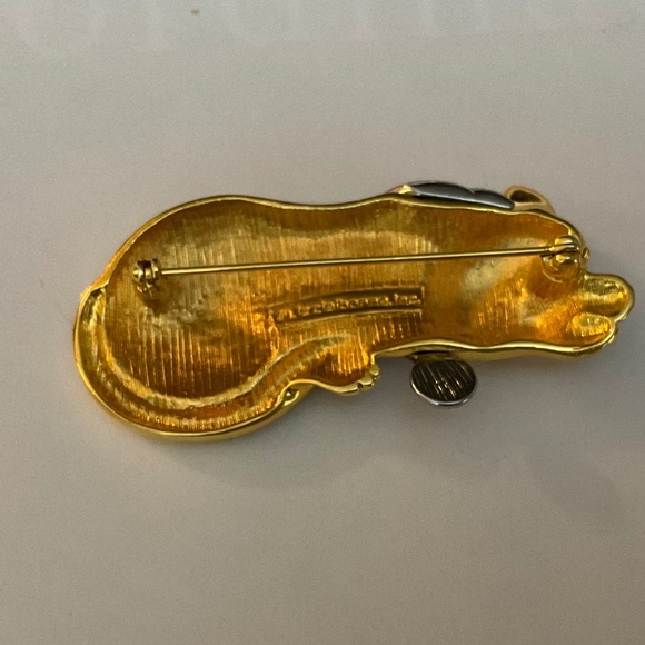 Vintage Liz Claiborne Sleeping Cat Brooch Kitten - Picture 2 of 2